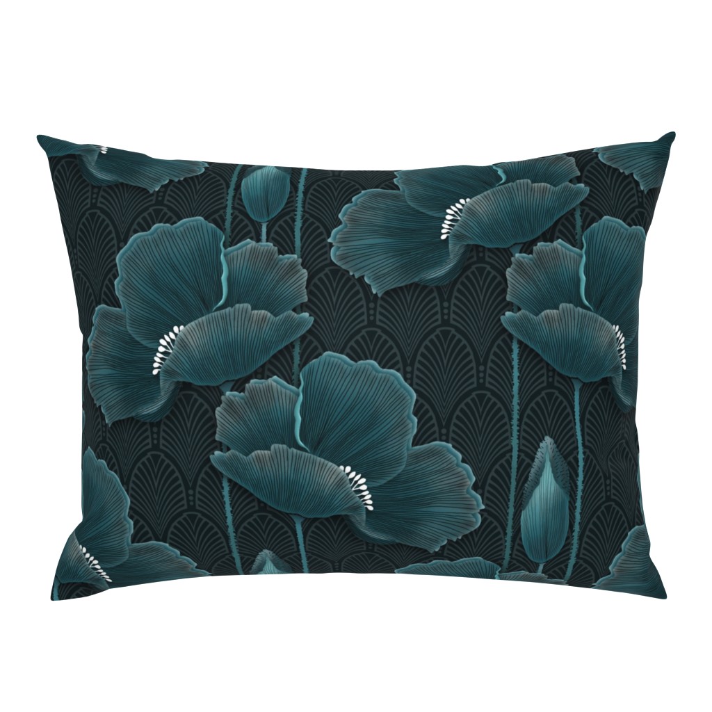 Art Deco Poppies TEAL