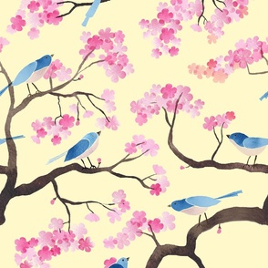 cherry blossom birds emperor yellow