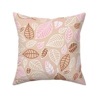 Sweet fall leaves woodland print autumn pink and copper JUMBO