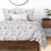 Sweet fall leaves woodland print autumn blue and copper JUMBO