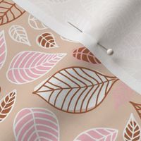 Sweet fall leaves woodland print autumn pink and copper Medium