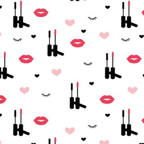 Beauty and make-up love lips and lashes flirt design hot pink valentine