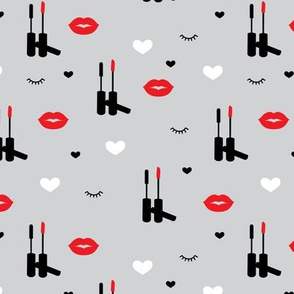 Beauty and make-up love lips and lashes flirt design gray red valentine