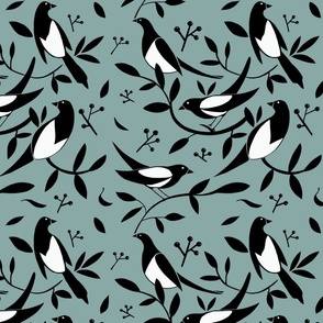 Magpie Birds (Grey/Green)