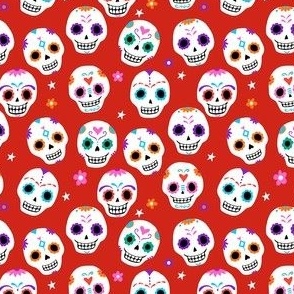 Day of the Dead Sugar Skulls in Red