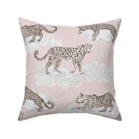 Leopard Clouds tan on pale pink