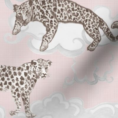 Leopard Clouds tan on pale pink