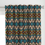 Retro knit Fair Isle mustard teal brown