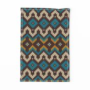 Retro knit Fair Isle mustard teal brown