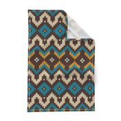 Retro knit Fair Isle mustard teal brown