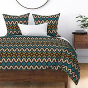 Retro knit Fair Isle mustard teal brown