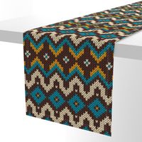 Retro knit Fair Isle mustard teal brown