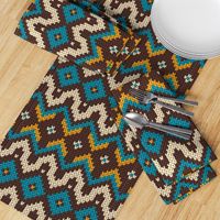 Retro knit Fair Isle mustard teal brown