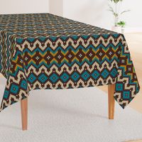 Retro knit Fair Isle mustard teal brown