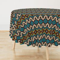 Retro knit Fair Isle mustard teal brown