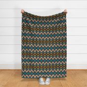 Retro knit Fair Isle mustard teal brown