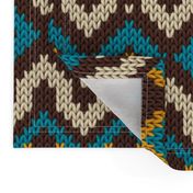 Retro knit Fair Isle mustard teal brown