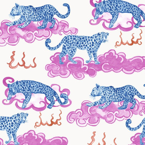 Leopard Clouds navy pink
