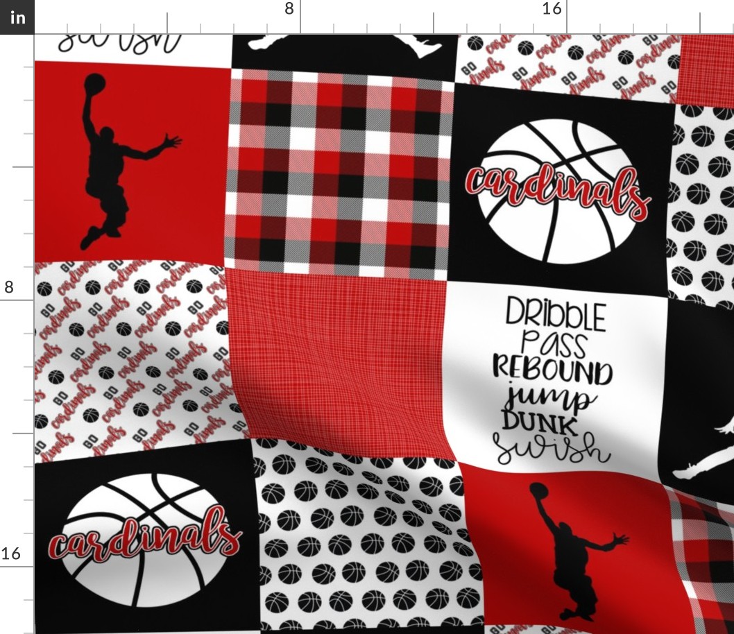 Basketball//Cardinals - Wholecloth Cheater Quilt