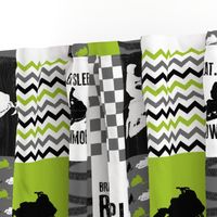 Eat Sleep Snowmobile//Arctic Cat//Lime - Wholecloth Cheater Quilt