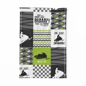 Eat Sleep Snowmobile//Arctic Cat//Lime - Wholecloth Cheater Quilt