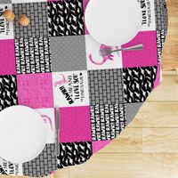 Dinosaur//Rawr means I love you//Hot Pink - Wholecloth Cheater Quilt - Rotated