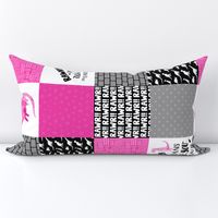 Dinosaur//Rawr means I love you//Hot Pink - Wholecloth Cheater Quilt - Rotated