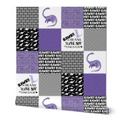 Dinosaur//Rawr means I love you//Purple - Wholecloth Cheater Quilt