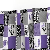 3 inch Dinosaur//Rawr means I love you//Purple - Wholecloth cheater quilt - Rotated