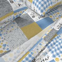 Sewing//The Machine is calling//Blue&Gold - Wholecloth Cheater Quilt