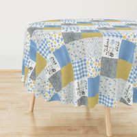 Sewing//The Machine is Calling//Blue&Gold - Wholecloth Cheater Quilt - Rotated