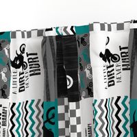 Motocross//A little dirt never hurt//Teal - Wholecloth Cheater Quilt - Rotated