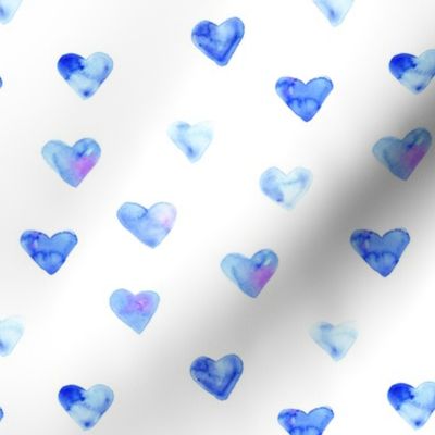Blue hearts • watercolor love pattern