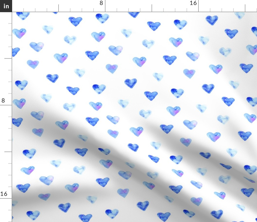 Blue hearts • watercolor love pattern