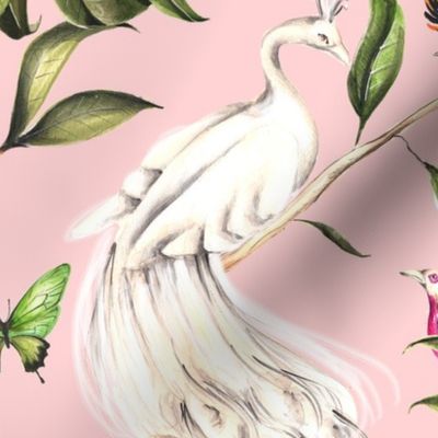 White Peacock Chinoiserie Pink