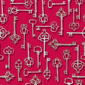 Antique Keys {Silver Shadow Red}