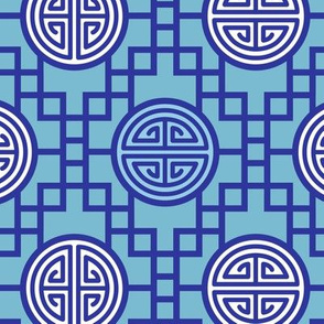 Chinese geometrics Blue Large