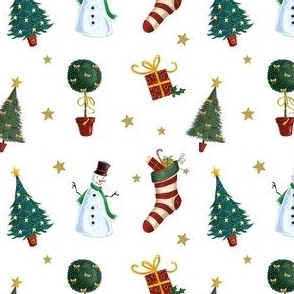 Christmas Holiday Motifs on White
