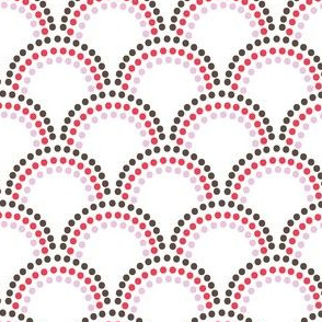 Scallop Dots in red pink brown