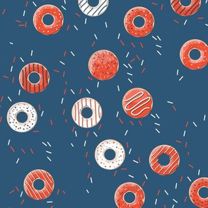 Donuts Bakers Dozen Cute on Blue Background