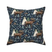 8" Boho Christmas Moose Dark Steel Blue