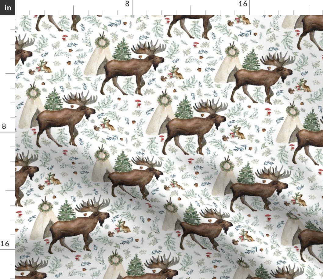 8" Boho Christmas Moose White