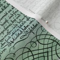 Just the text, scrollwork, and roses (teal)