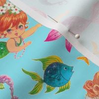 Mermaid Aqua Sparkles sea Paris Bebe Fabrics