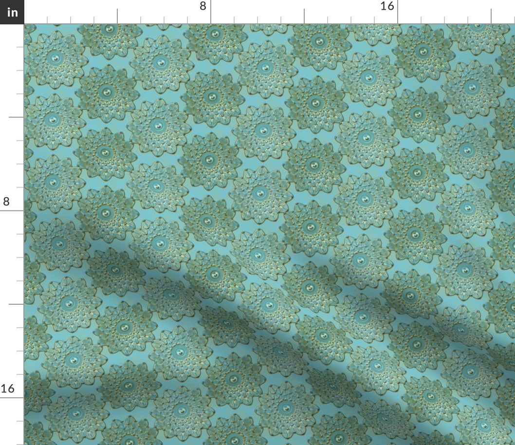 Floral Antique teal patina