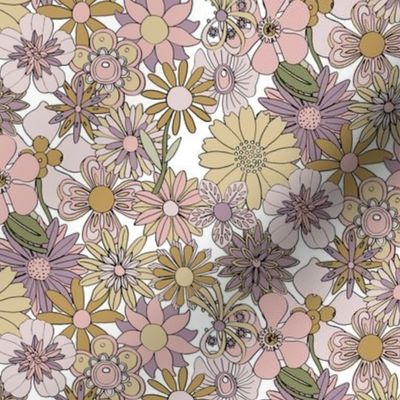 Chelsea (Mustard & Pink) || vintage hand-drawn floral