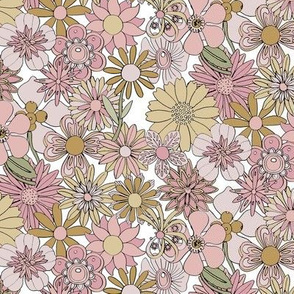 Chelsea (Mustard & Pink)  || vintage hand-drawn floral