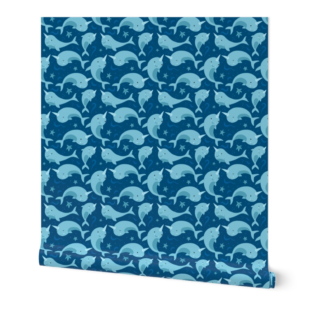 Medium - Cute Narwhals Blue