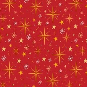 Christmas Holiday Gold Stars on Red