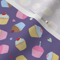 Cupcakes Purple multi directional tossed